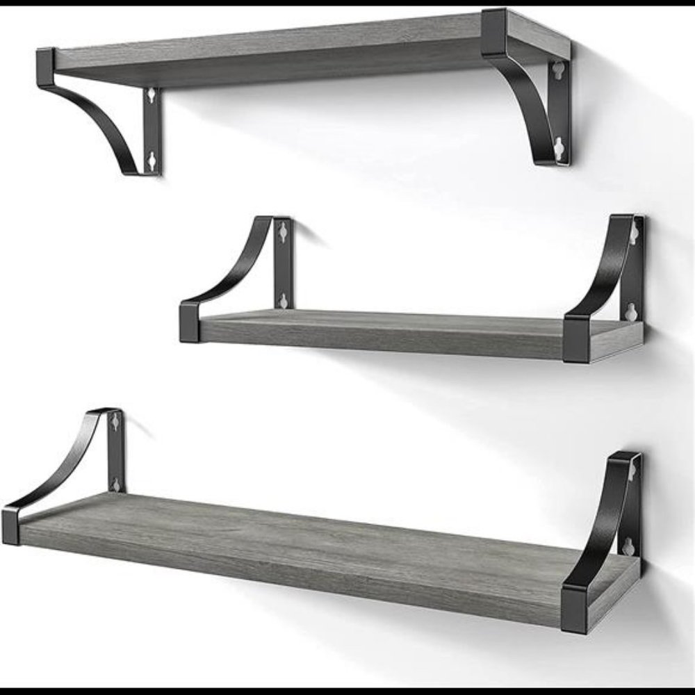 Floating Shelves Wall Mounted Set of 3, Rustic Wood Wall Shelves